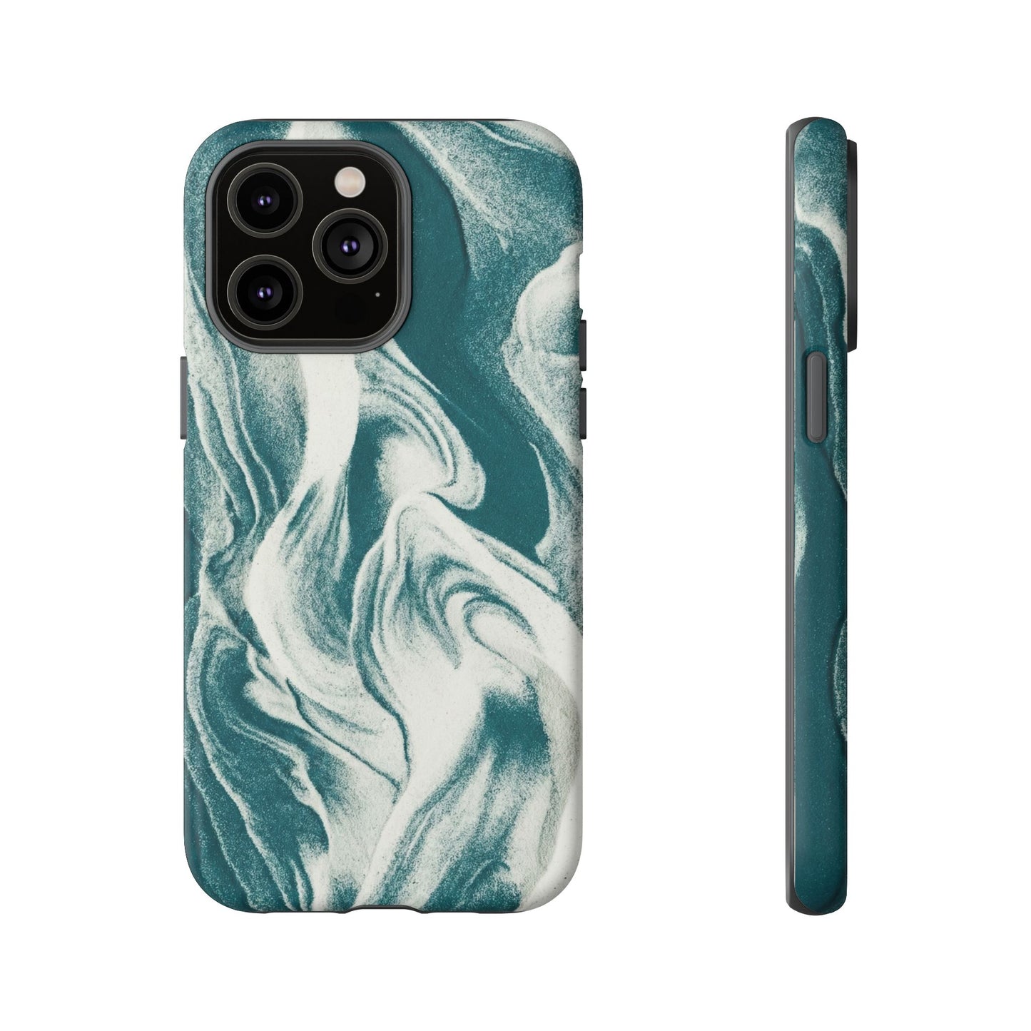 Marble Teal Tough Phone Case — Swirl Pattern Protective Cover