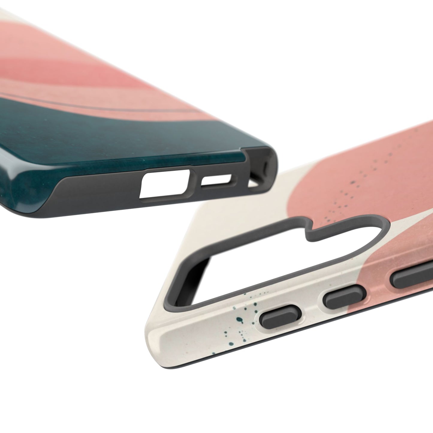 Abstract Sunset Waves Tough Phone Case — Pink & Teal Protective Cover