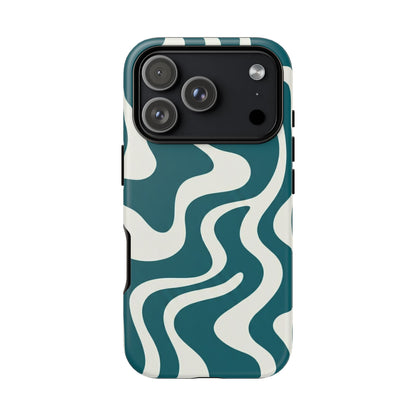 Teal Retro Swirl Tough Phone Case