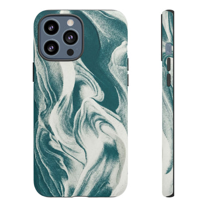 Marble Teal Tough Phone Case — Swirl Pattern Protective Cover