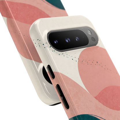 Abstract Sunset Phone Case — Pink & Teal Wave Tough Case