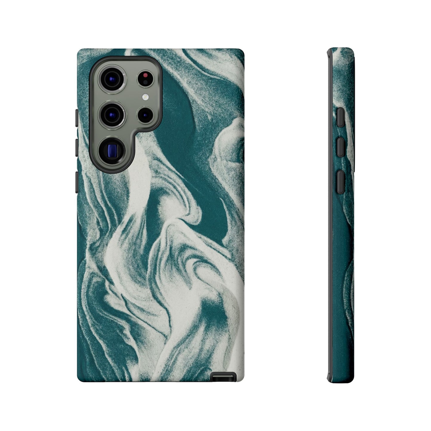 Teal Marble Tough Phone Case — Protective Artistic Swirl Design