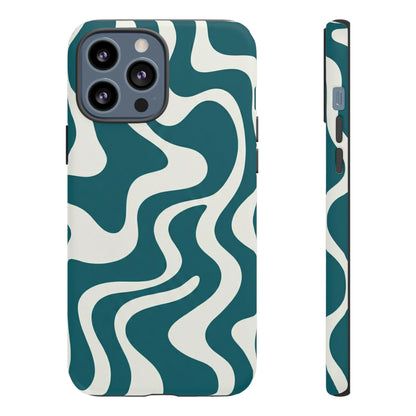 Teal Retro Swirl Tough Phone Case