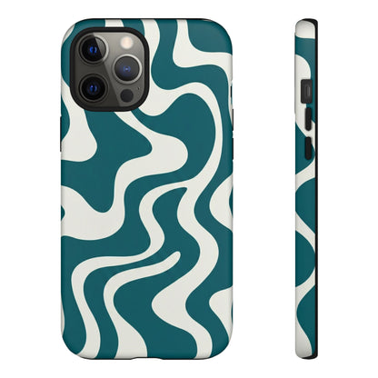 Teal Retro Swirl Tough Phone Case