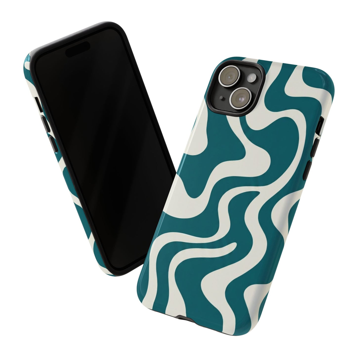 Teal Retro Swirl Tough Phone Case