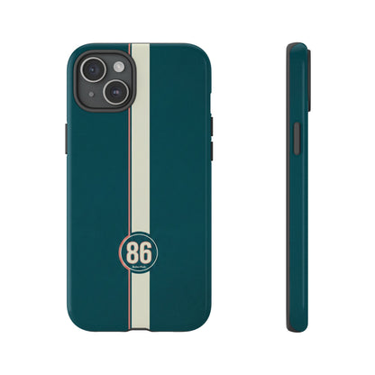 Racing Stripe Phone Case - Retro Teal with Number 86