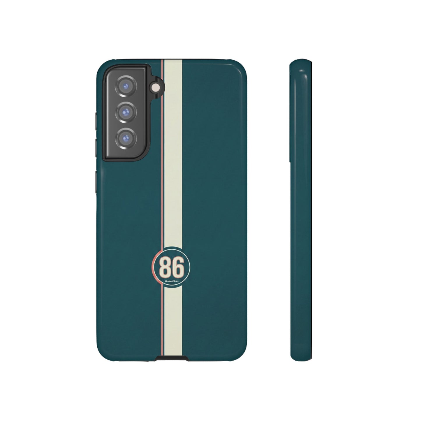 Racing Stripe Phone Case - Retro Teal with Number 86