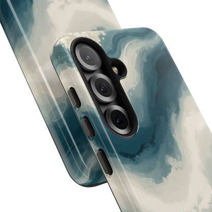 Ocean Wave Marble Phone Case — Teal & Ivory Abstract Tough Case