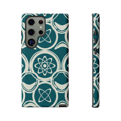 Atomic Geo Tough Phone Case — Teal Retro Science Pattern