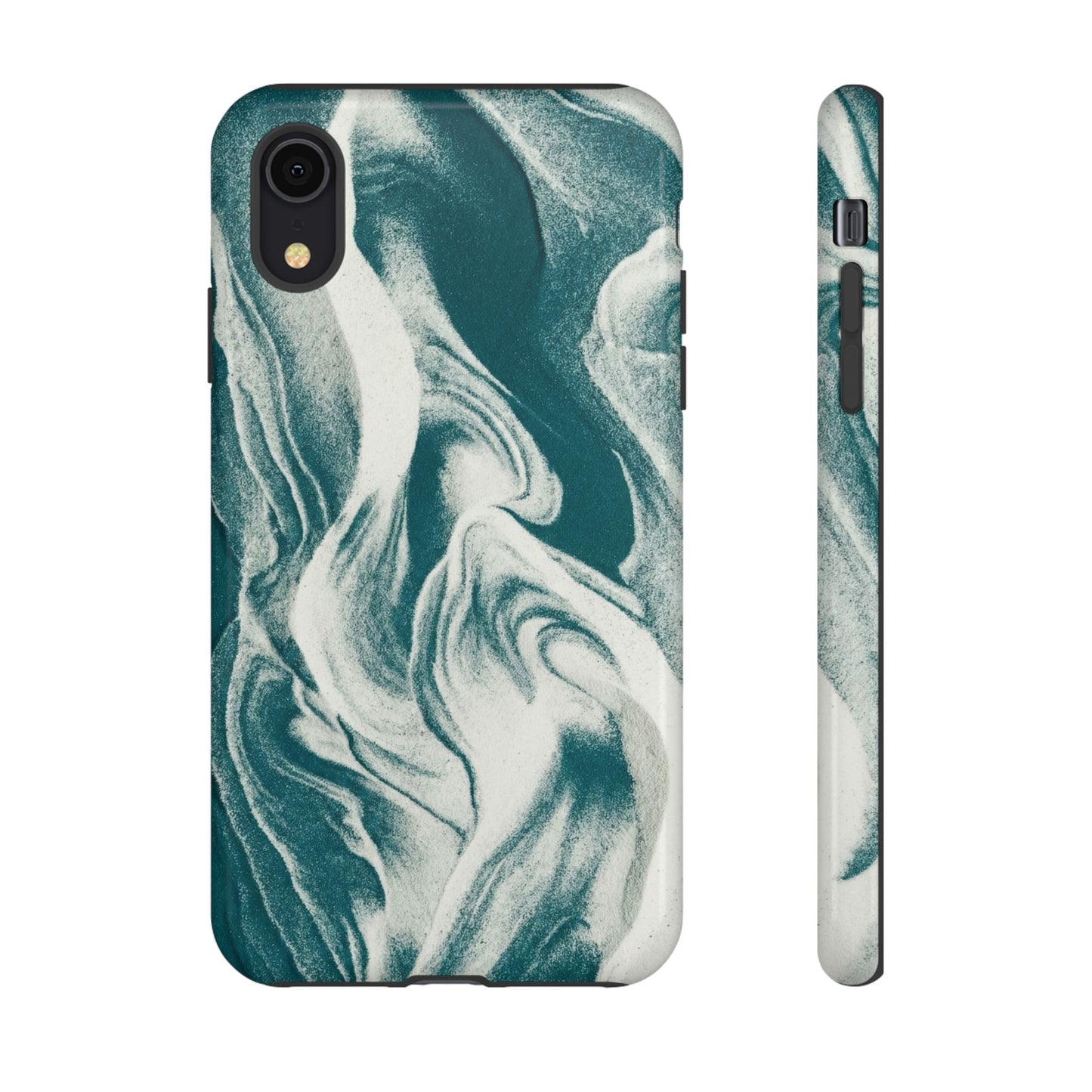 Marble Teal Tough Phone Case — Swirl Pattern Protective Cover