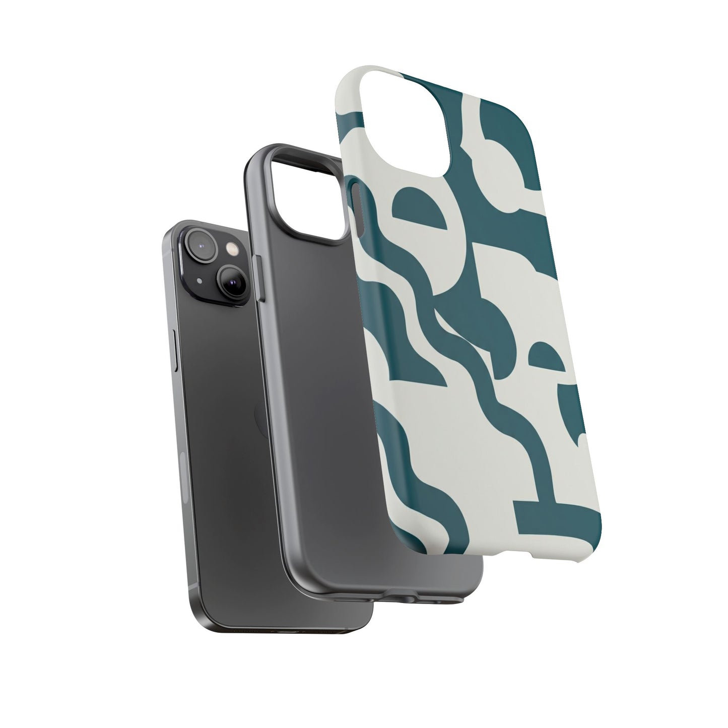 Abstract Teal Shapes Phone Case — Modern Geometric Tough Case
