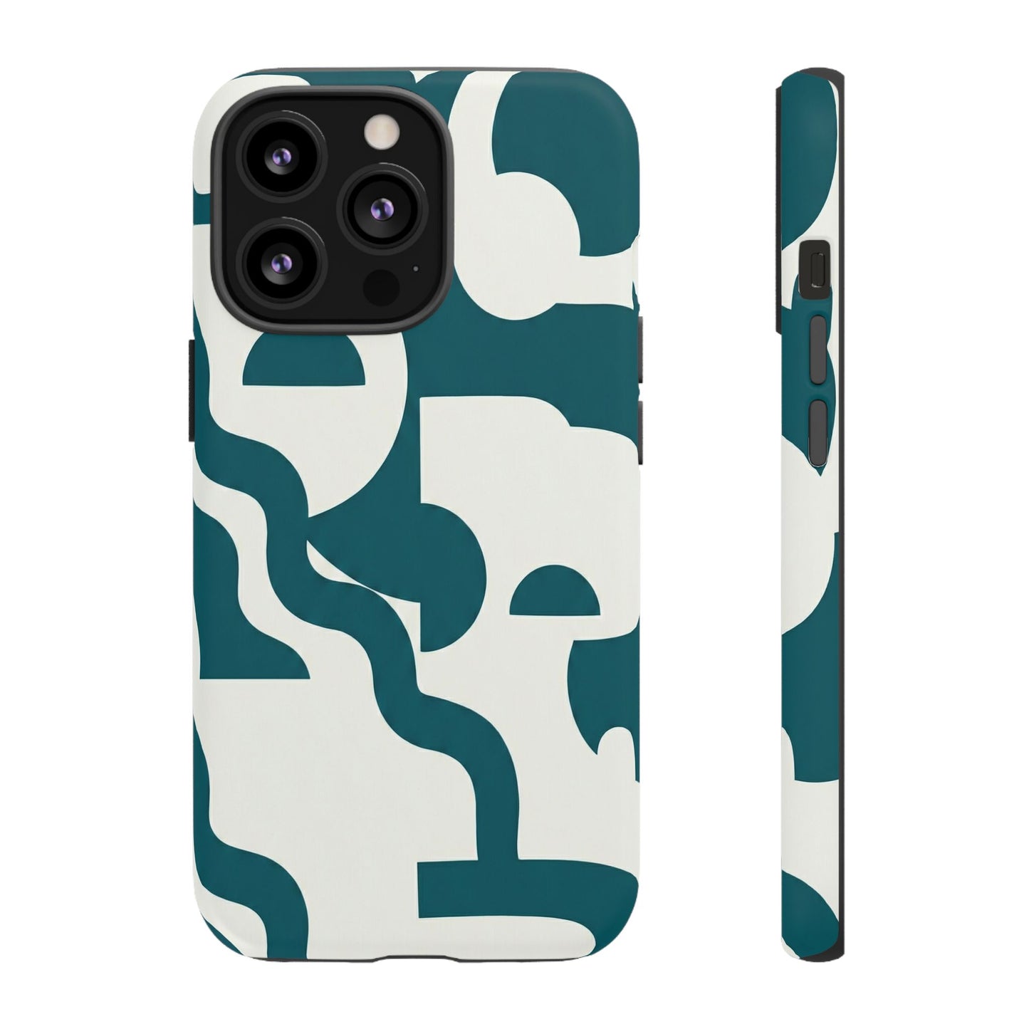 Abstract Teal Shapes Phone Case — Modern Geometric Tough Case