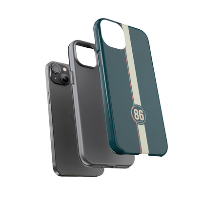 Racing Stripe Phone Case - Retro Teal with Number 86