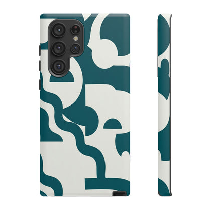 Abstract Teal Pattern Phone Case — Modern Geometric Tough Case