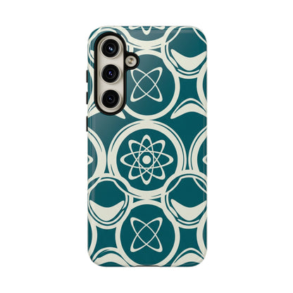 Atomic Geo Tough Phone Case — Teal Retro Science Pattern