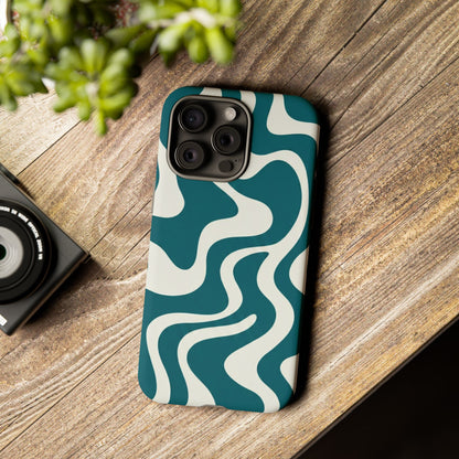 Teal Retro Swirl Tough Phone Case