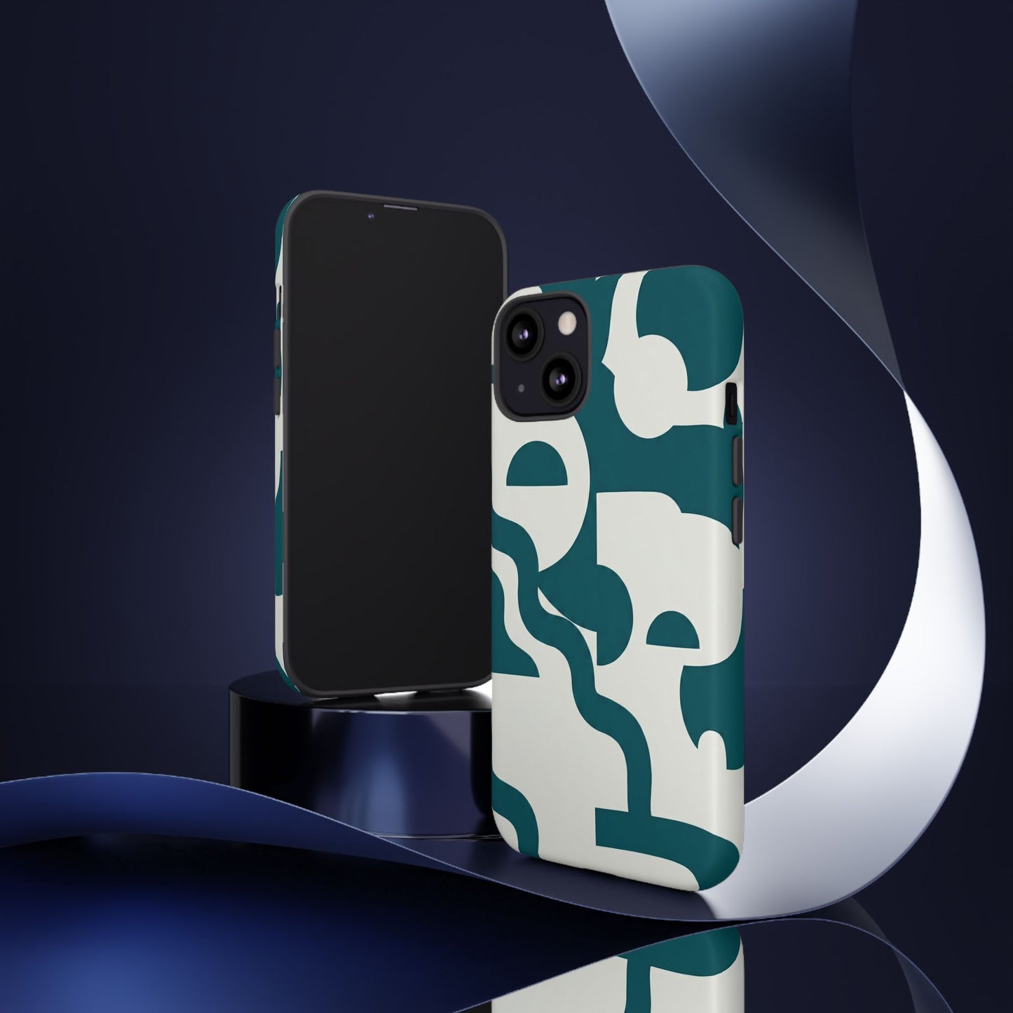 Abstract Teal Shapes Phone Case — Modern Geometric Tough Case
