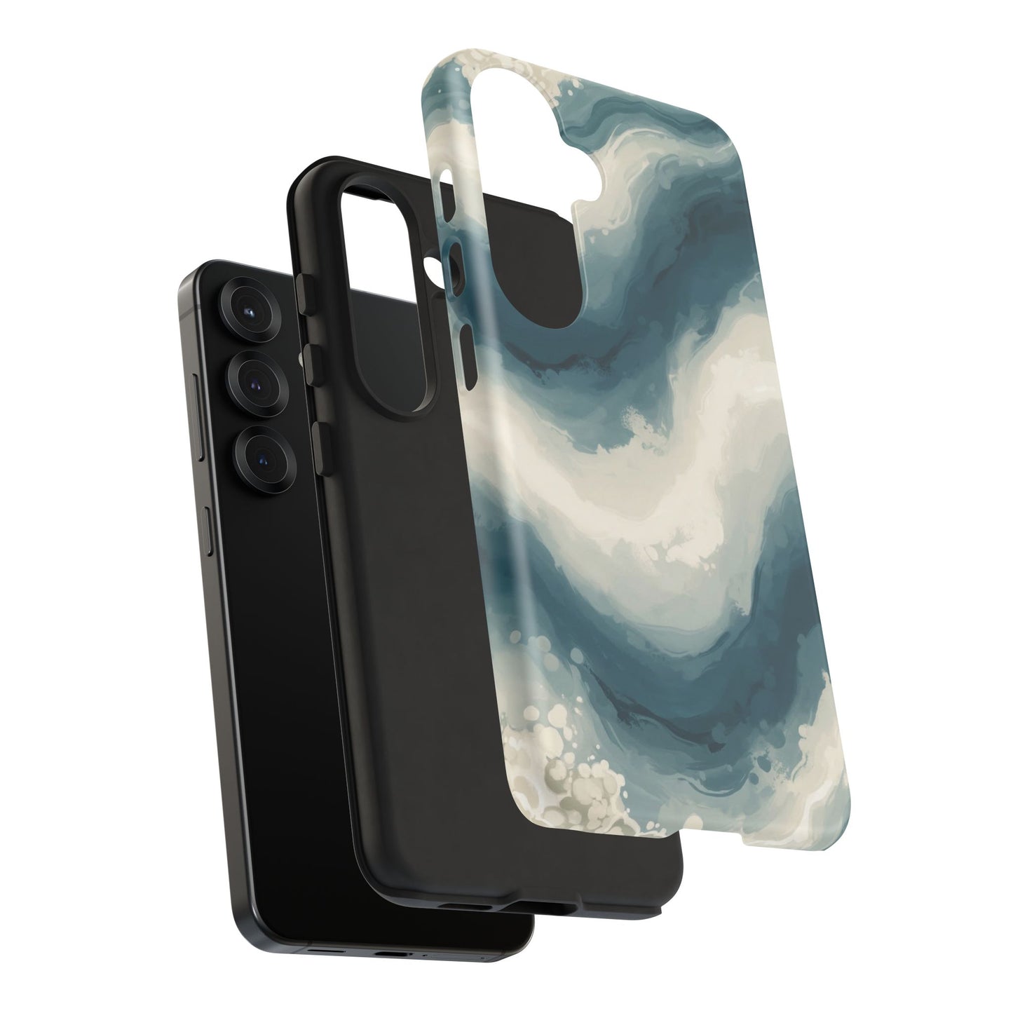 Ocean Wave Marble Phone Case — Teal & Ivory Abstract Tough Case