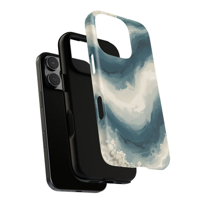 Ocean Wave Marble Phone Case — Teal & Ivory Abstract Tough Case