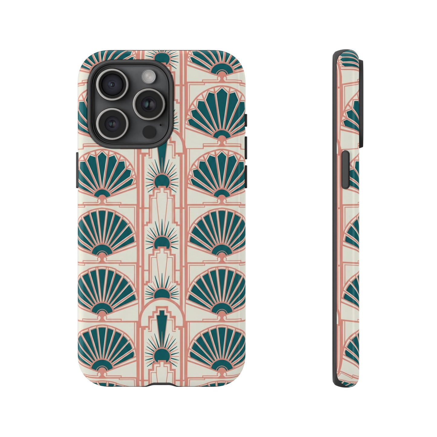 Art Deco Fan Pattern Tough Phone Case — Retro Geometric iPhone Cover