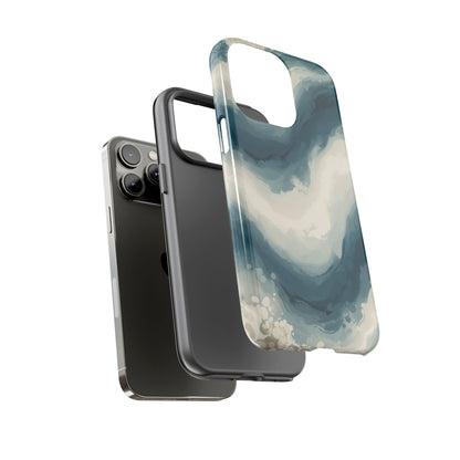 Ocean Wave Marble Phone Case — Teal & Ivory Abstract Tough Case