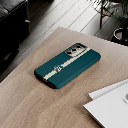 Racing Stripe Phone Case - Retro Teal with Number 86