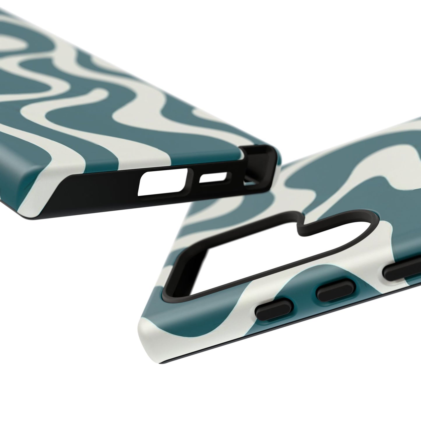 Abstract Teal Swirl Phone Case — Retro Wavy Tough Case