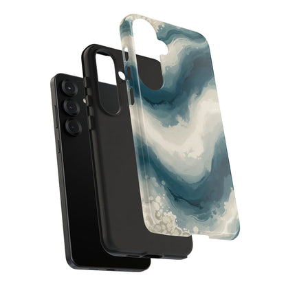 Ocean Wave Marble Phone Case — Teal & Ivory Abstract Tough Case