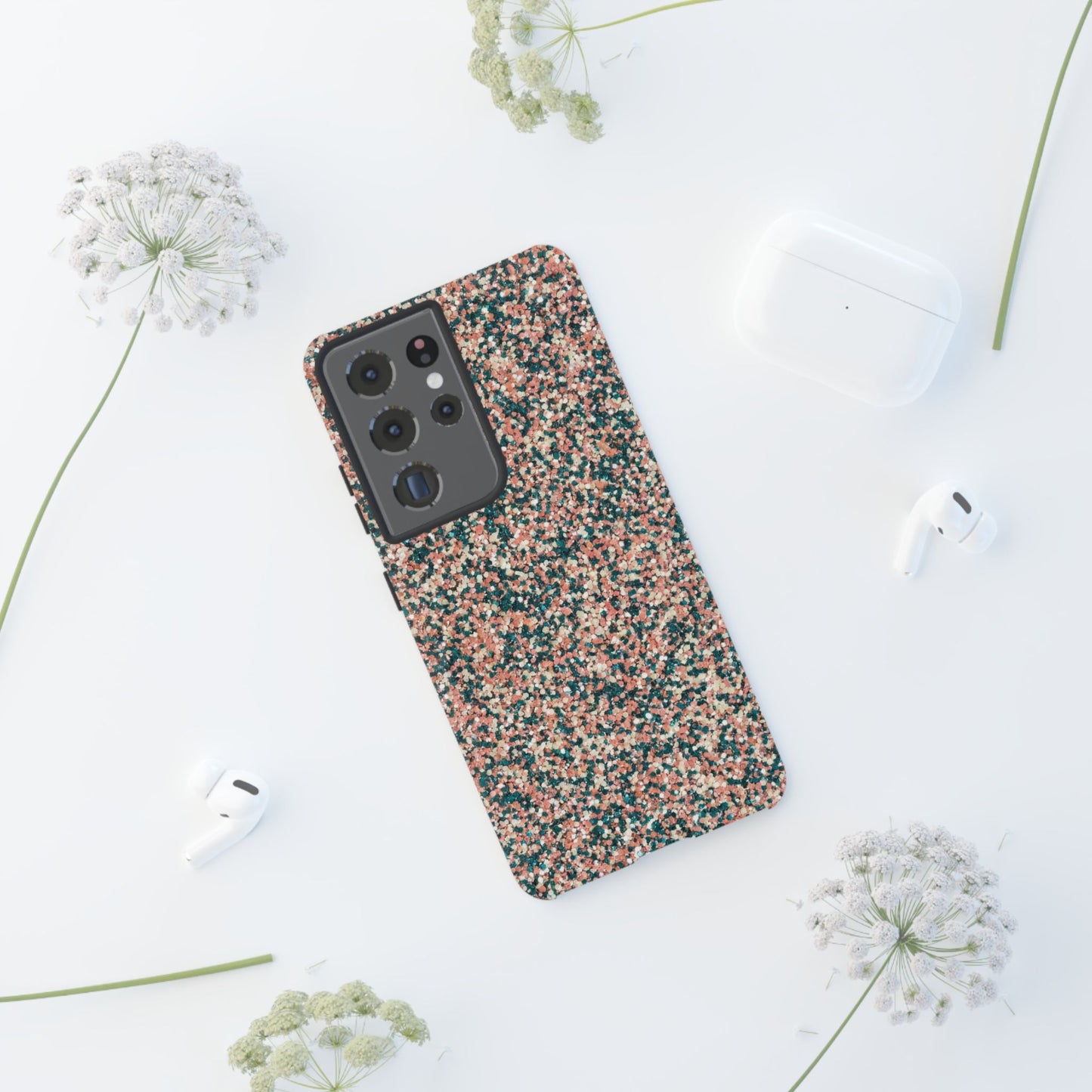 Speckled Pink & Teal Tough Phone Case — Durable Protective Cover