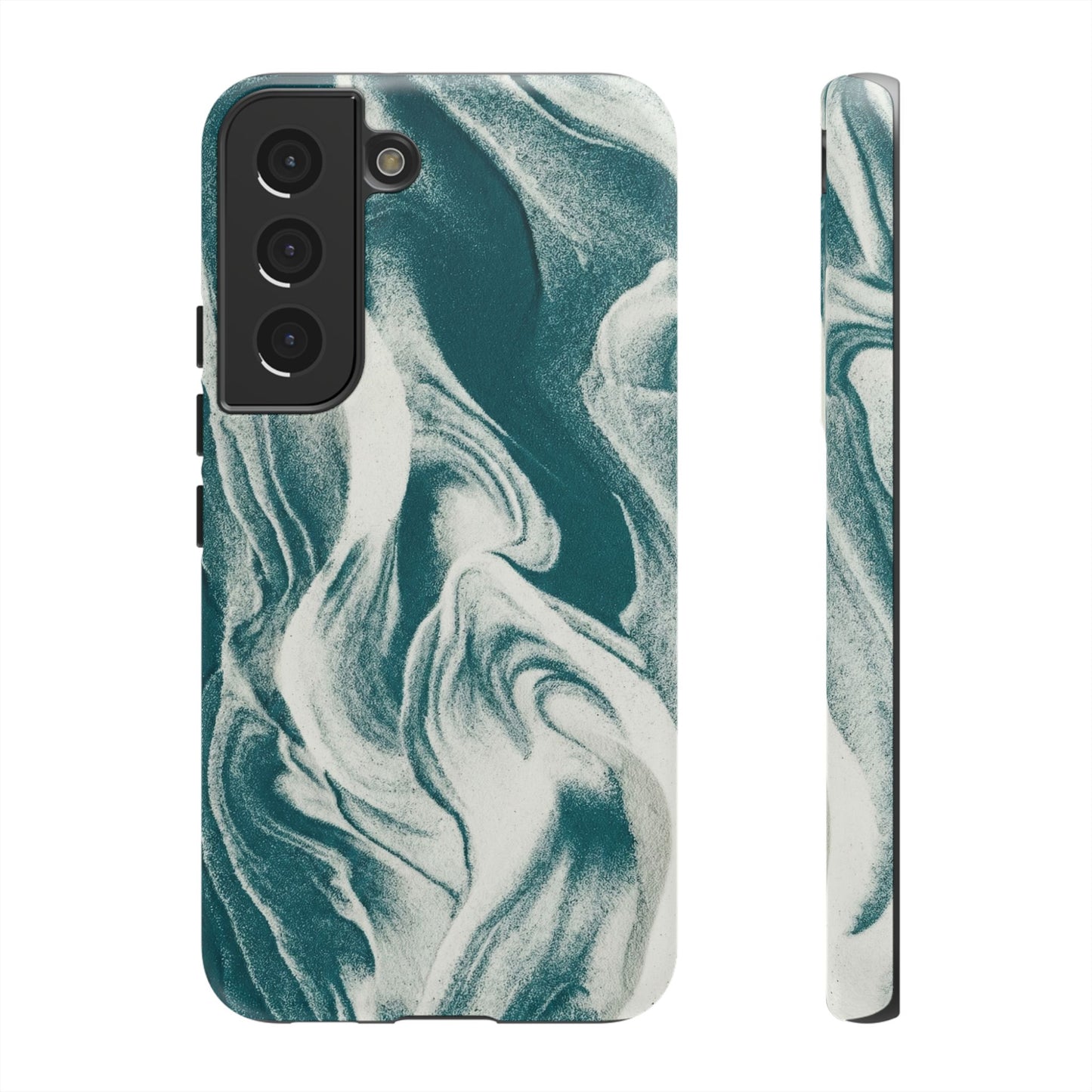 Teal Marble Tough Phone Case — Protective Artistic Swirl Design