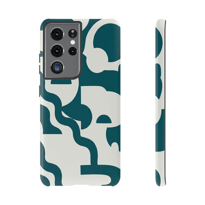 Abstract Teal Pattern Phone Case — Modern Geometric Tough Case