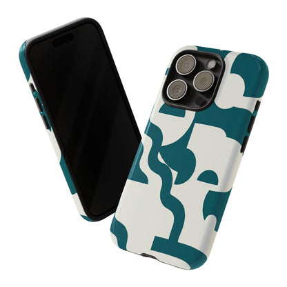 Abstract Teal Shapes Phone Case — Modern Geometric Tough Case