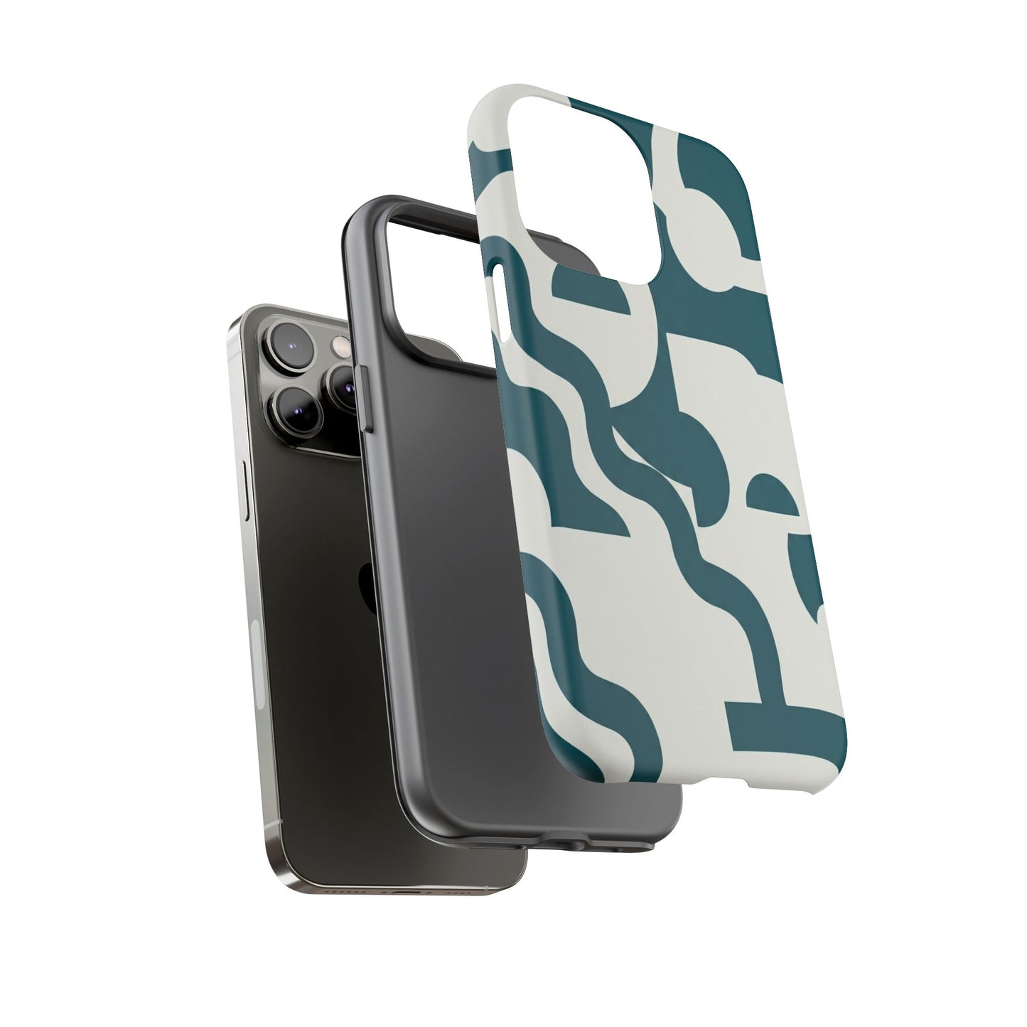 Abstract Teal Shapes Phone Case — Modern Geometric Tough Case