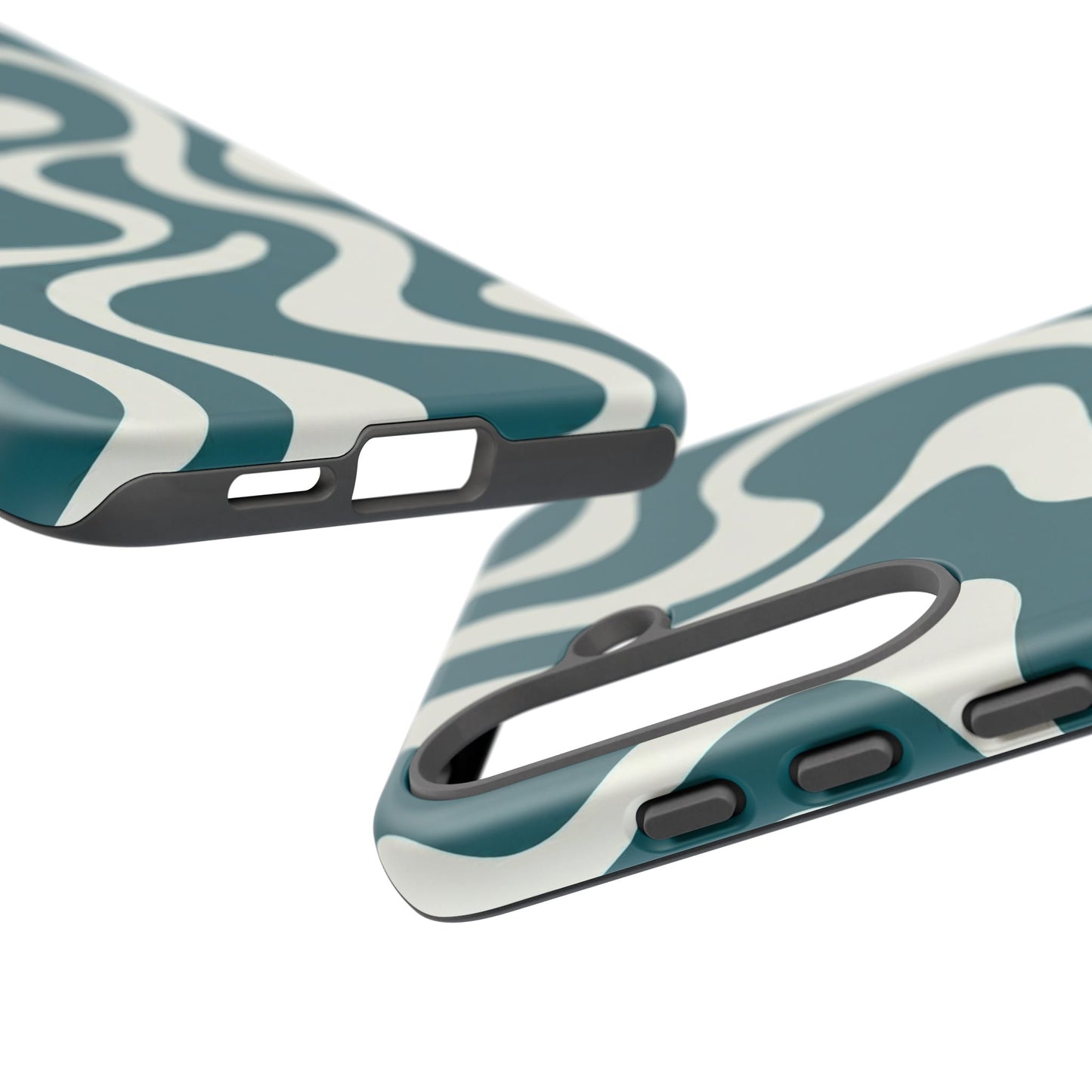 Abstract Teal Swirl Phone Case — Retro Wavy Tough Case