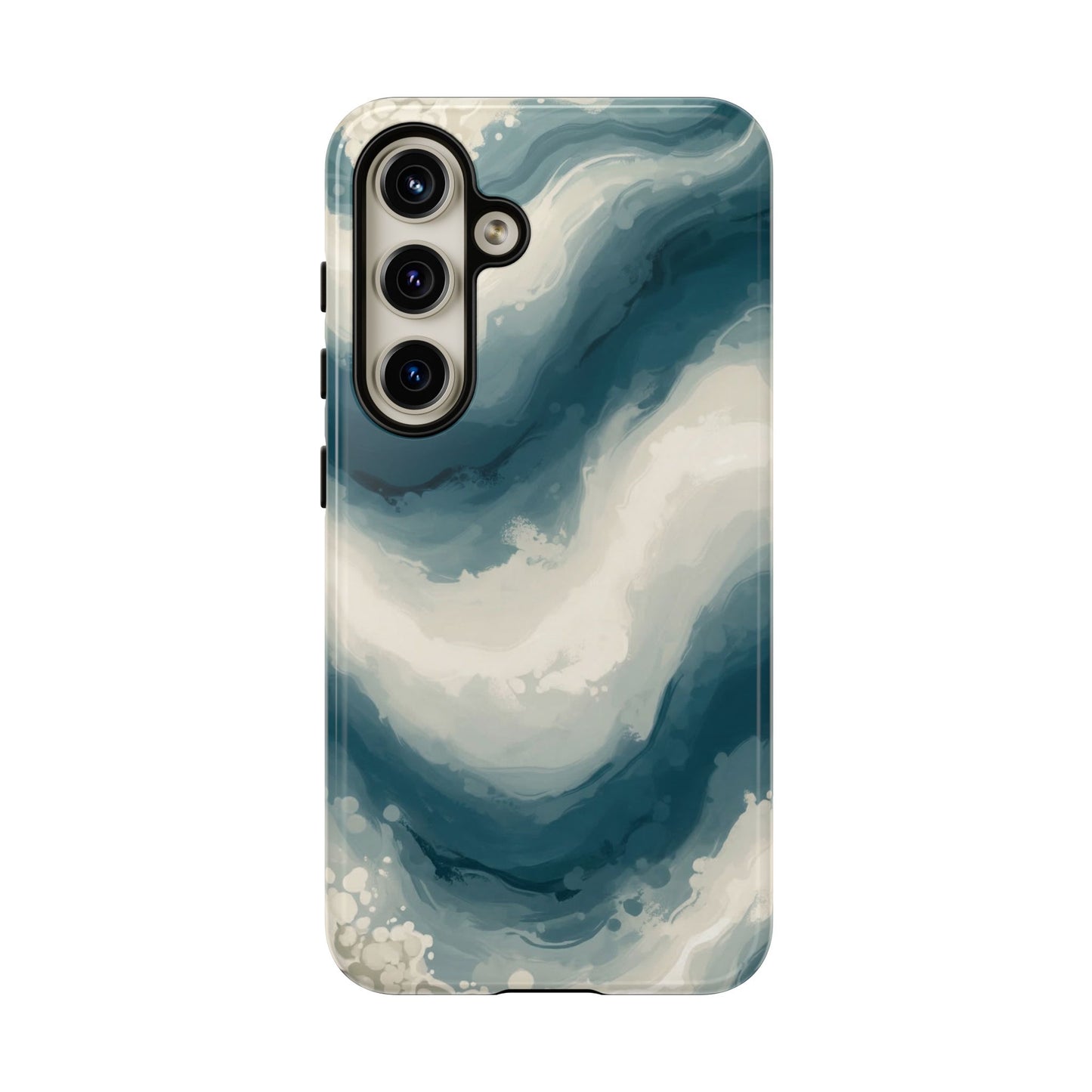 Ocean Wave Marble Phone Case — Teal & Ivory Abstract Tough Case