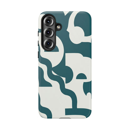 Abstract Teal Pattern Phone Case — Modern Geometric Tough Case