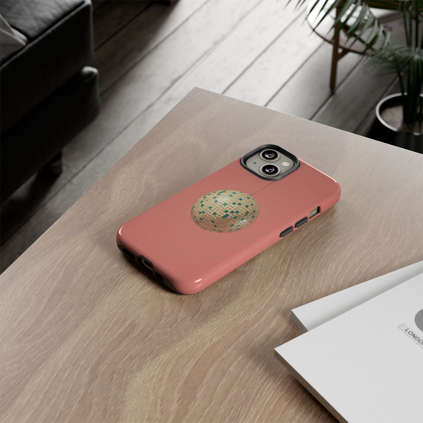 Disco Ball Tough Phone Case — Retro Pink Protective iPhone Cover