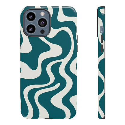 Teal Retro Swirl Tough Phone Case