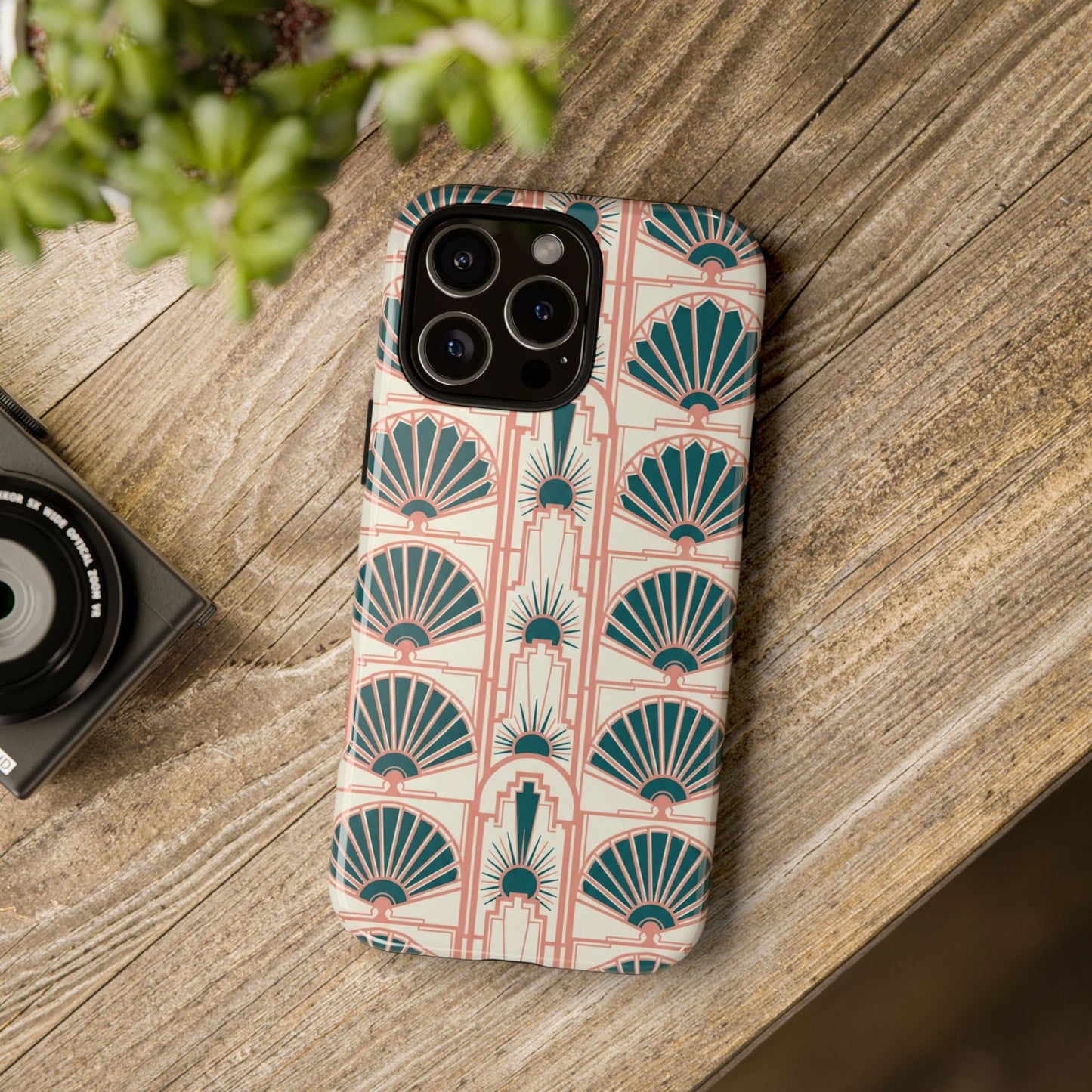 Art Deco Fan Pattern Tough Phone Case — Retro Geometric iPhone Cover