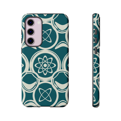 Atomic Geo Tough Phone Case — Teal Retro Science Pattern