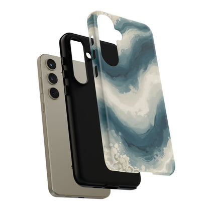 Ocean Wave Marble Phone Case — Teal & Ivory Abstract Tough Case