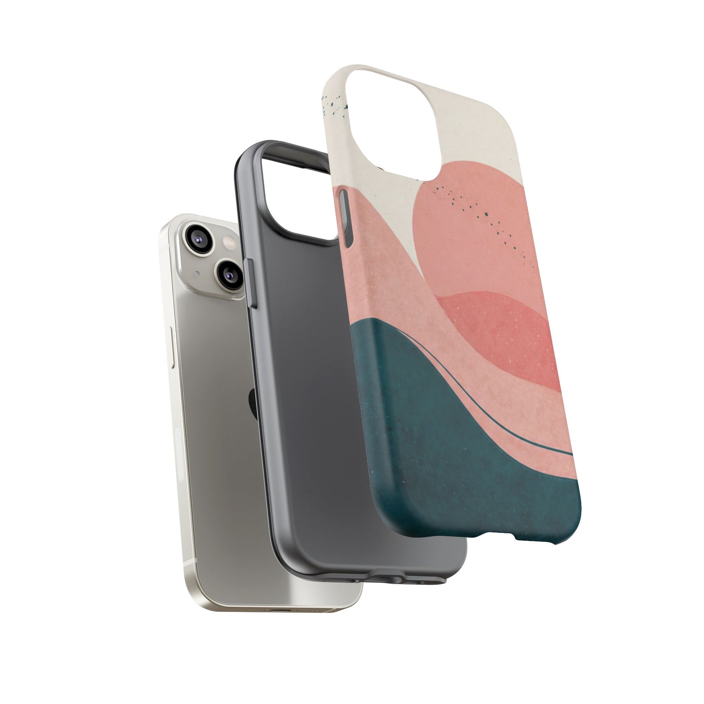 Abstract Sunset Phone Case — Pink & Teal Wave Tough Case