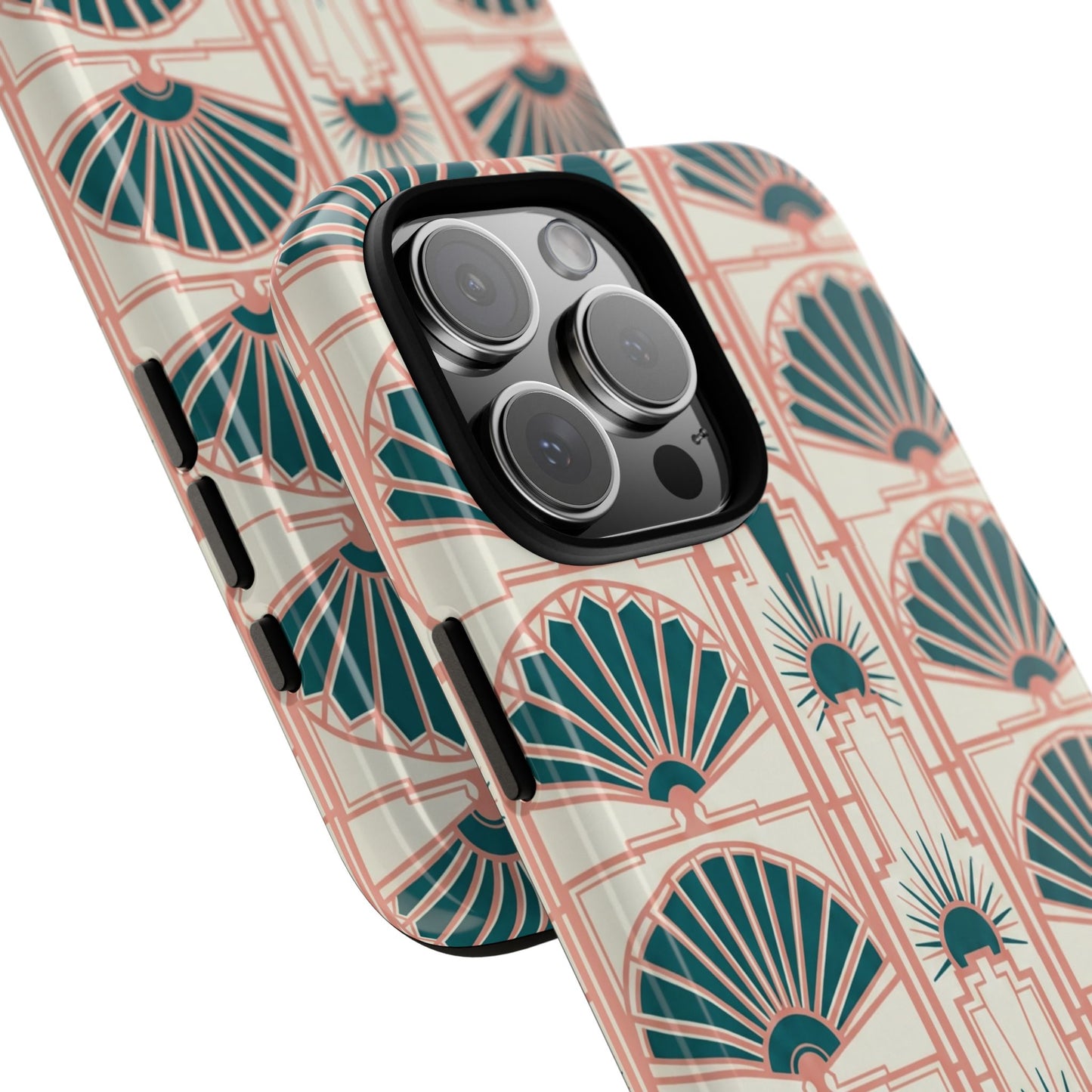 Art Deco Fan Pattern Tough Phone Case — Retro Geometric iPhone Cover