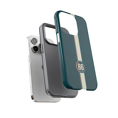 Racing Stripe Phone Case - Retro Teal with Number 86