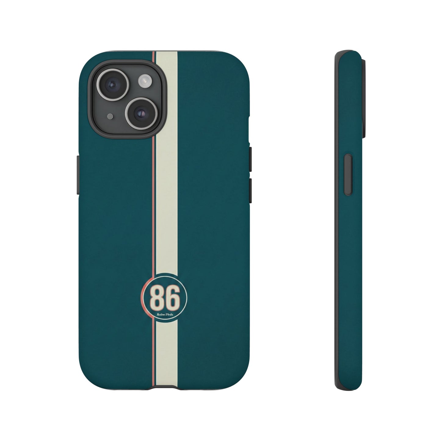 Racing Stripe Phone Case - Retro Teal with Number 86