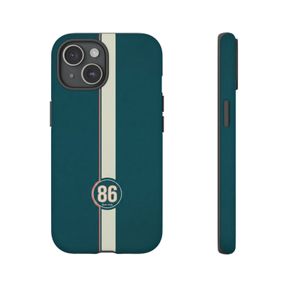 Racing Stripe Phone Case - Retro Teal with Number 86