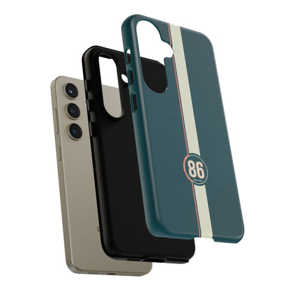 Racing Stripe Phone Case - Retro Teal with Number 86