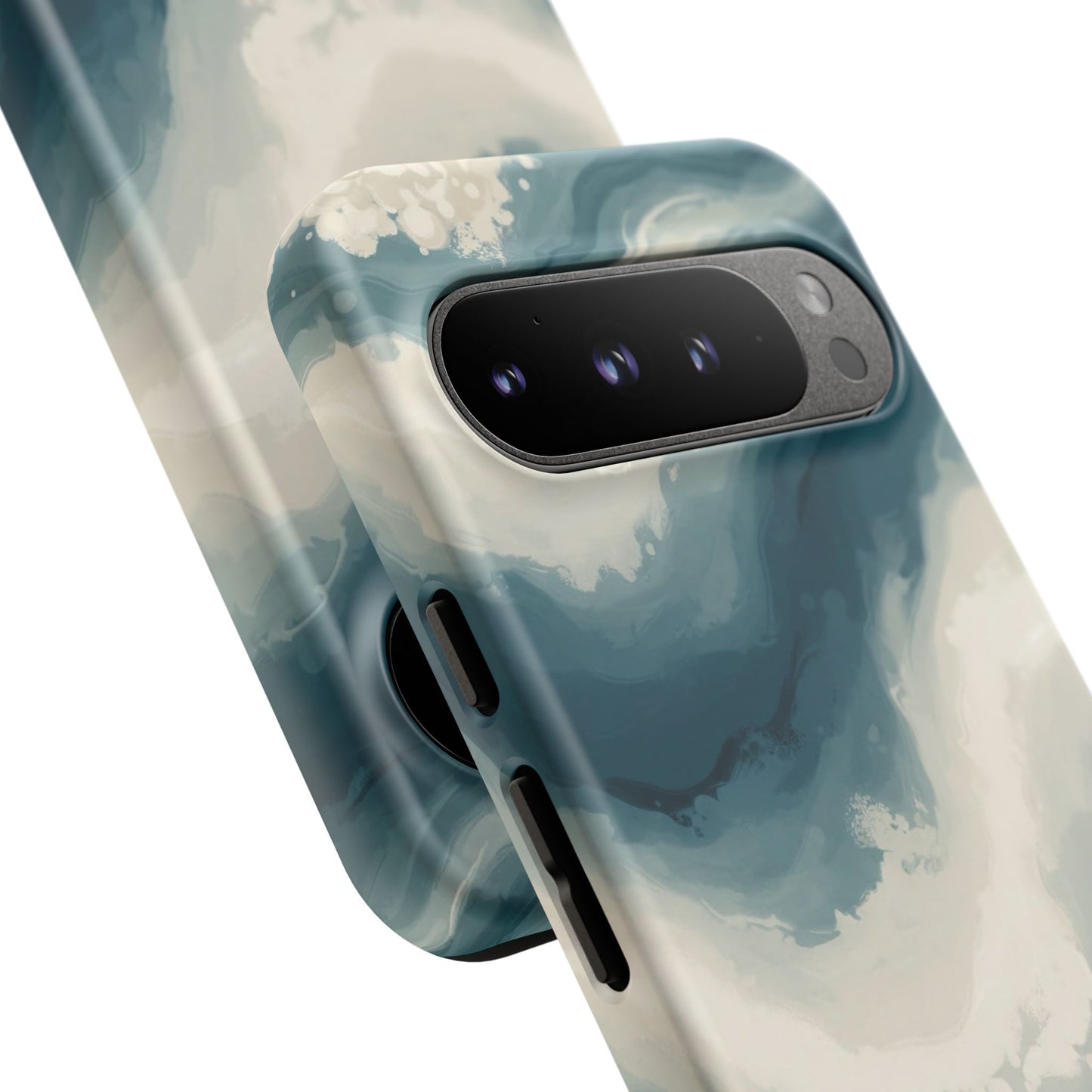 Ocean Wave Marble Phone Case — Teal & Ivory Abstract Tough Case