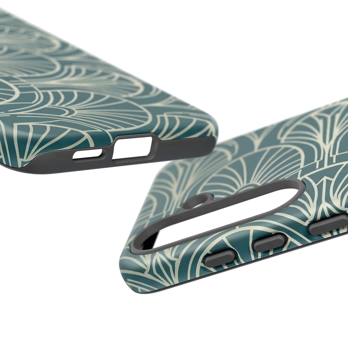Teal Art Deco Pattern Tough Phone Case — Retro Geometric Protection