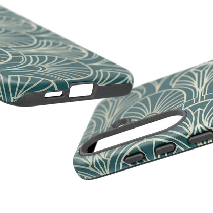 Teal Art Deco Pattern Tough Phone Case — Retro Geometric Protection